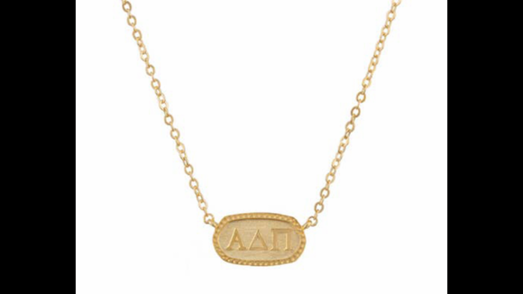 ADPi Sorority Gold Plated Greek Oval Necklace
