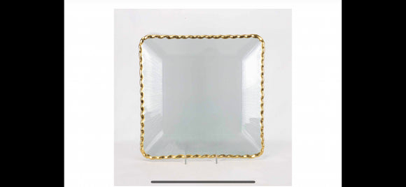 The Royal Standard-Cordova Square Serving Tray Clear/Gold