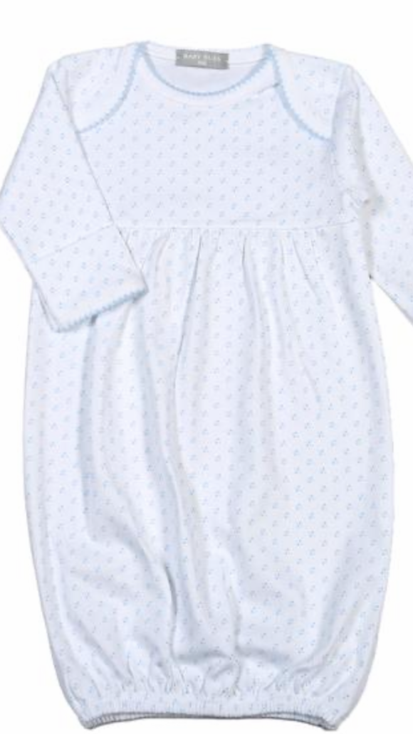 Baby Bliss-Grey Dots Pima Gown Trim-0-3 M