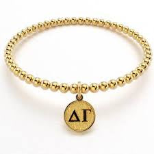 Delta Gamma Sorority Gold Plated Greek Beaded Bracelet