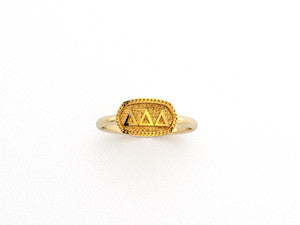 Tri Delta Sorority Gold Plated Greek Oval Ring