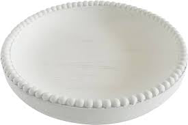 Flora Wooden White Bowl