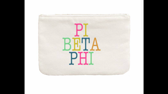 Pi Beta Phi Sorority Greek Colorblock Pouch