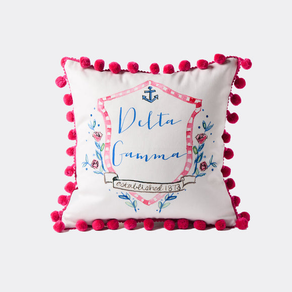 Delta Gamma Sorority Pom Pom Motif Pillow