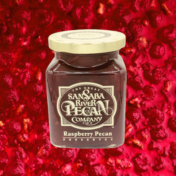 The Great San Saba River Pecan Company-Raspberry Pecan Preserves, large- 11oz