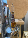 Egyptian etched hand-blown glass with gold and blush intricate trim perfume bottle with delicate stopper