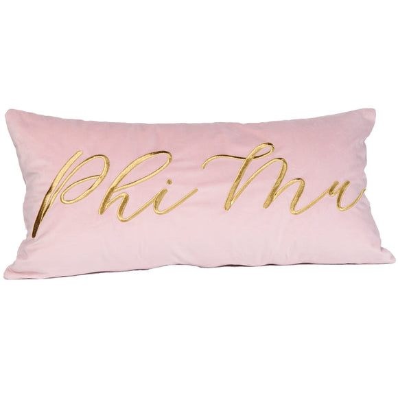 Phi Mu Sorority Velvet Lumbar Pillow