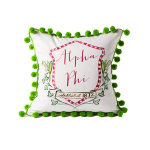 Alpha Phi Sorority Pom Pom Motif Pillow