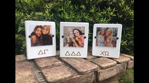 Chi-O Sorority Greek Acrylic Wooden Picture Frame with Gold Letters