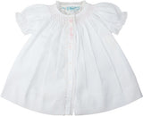 Feltman Brothers-Girls Honeycomb Smocked Yoke Daygown  Newborn White or Pink -Girls