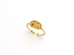 Pi Phi Sorority Gold Plated Greek Oval Ring