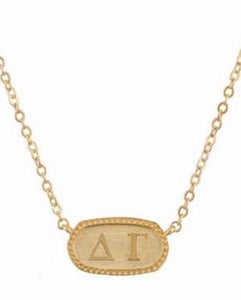 Delta Gamma Sorority Gold Plated Greek Oval Necklace