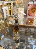 Egyptian etched hand-blown glass with gold and blush intricate trim perfume bottle with delicate stopper