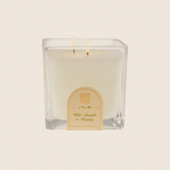 Aromatique-White Amaryllis and Rosemary-Cube Glass Candle-12 oz