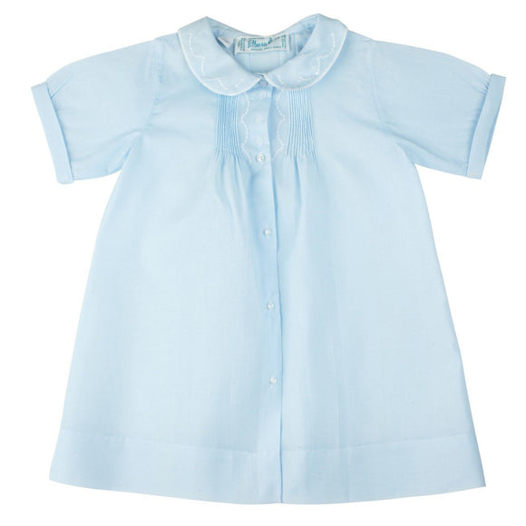 Feltman Brothers-Boys Embroidered Collar Folded Daygown Blue or White Newborn-Boys