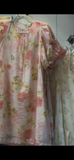 Entro-Pink Floral Print A-Line Dress Puff Sleeves