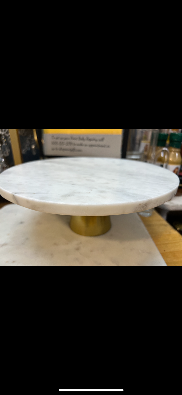 Flora Designs-marble pedestal cake stand/cheese board with gold base