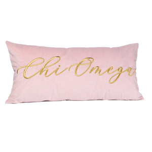 Chi O Sorority Velvet Lumbar Pillow