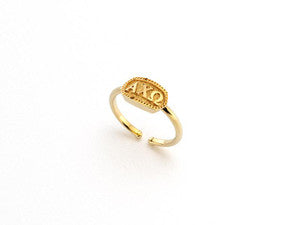 Alpha Chi Omega Sorority Gold Plated Greek Oval Ring