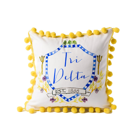 Tri Delta Sorority Pom Pom Motif Pillow