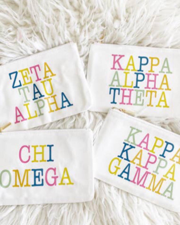 Tri Delta Sorority Greek Colorblock Pouch