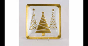 The Royal Standard-Glimmer Trees Glass Platter Clear/Gold/Silver