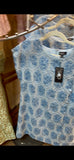 GiGIO-Sky Blue Embroidered Round Neck Mini Dress Scalloped Overlap With Buttons
