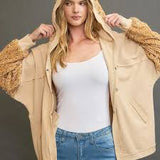 Umgee Latte Sequined French Terry Jacket