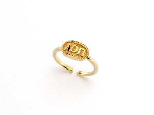 AOPI Sorority Gold Plated Greek Oval Ring