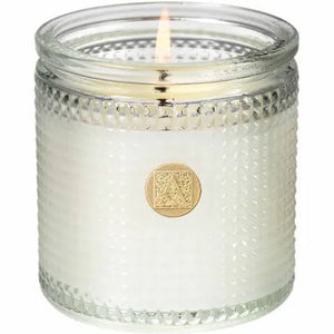 Aromatique-White Amaryllis and Rosemary-Textured Glass Candle