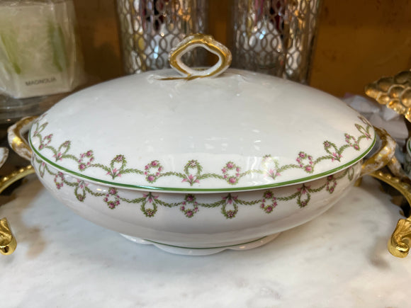 Flora Designs-Vintage French Limoge China-Covered Casserole-Small-Large