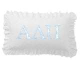 Zeta Sorority Greek Letter Scalloped Ruffle Lumbar Pillow