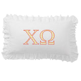 Zeta Sorority Greek Letter Scalloped Ruffle Lumbar Pillow