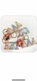 Delta Gamma Sorority Greek Acrylic Colorblock Pom Keyring