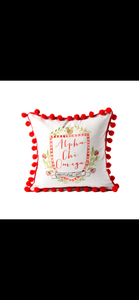 Alpha Chi Omega Sorority Pom Pom Motif Pillow