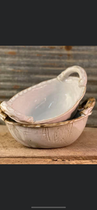 Fingerprint Pottery-125 Large Oval Bowl With Handles-Staff Favorite Size With Handles-12 by 7 by 3