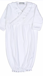 Baby Bliss-White Ruffles Pima Gown Newborn