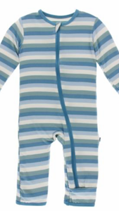 Kickee Pants Coverall Feather Contrast Stripe 0-3 mon