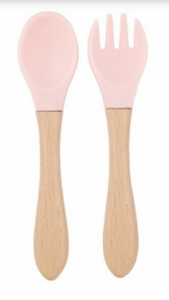 Stephan Baby- Pink Silicone Spoon/Fork