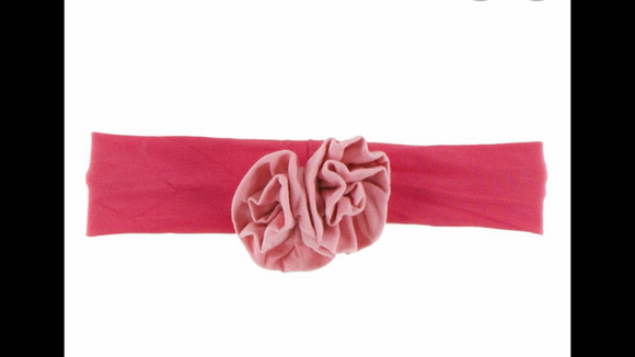 KicKee Pants Print Solid Flower Headband in Red Ginger with Banana