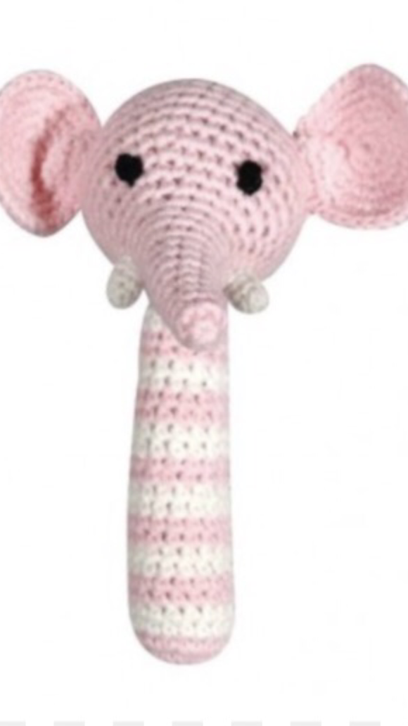 Zubels-Elephant Rattle- Pink