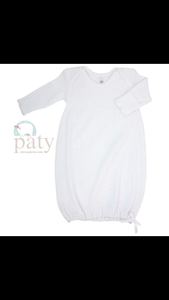 Paty Lap Shoulder Long Sleeve Gown 115- White-Newborn