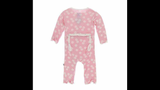 KicKee Pants Print Classic Ruffle Coverall with Zipper in Lotus Sand Dollar 0-3 M