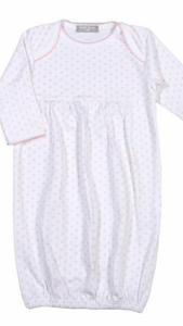 Baby Bliss-Pink Dots Pima Gown Pink Trim-Newborn