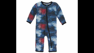 KicKee Pants Print Coverall with Zipper in Wine Grapes Galaxy 18-24 M