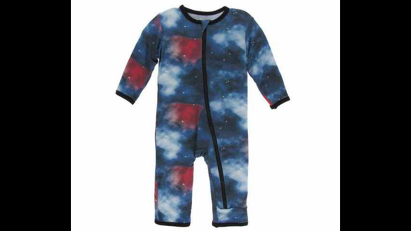 KicKee Pants Print Coverall with Zipper in Wine Grapes Galaxy 18-24 M