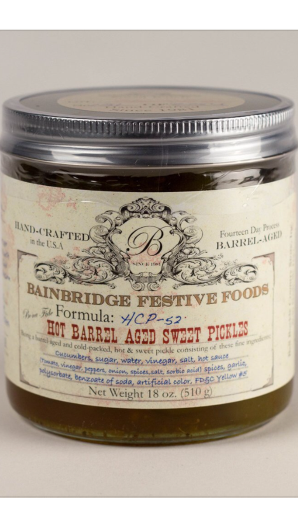 BainBridge Hot Barrel-Aged Sweet Pickles