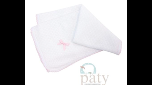 Paty Blanket-White/Pink Ribbon Trim