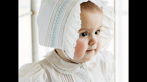 Feltman Brothers-Baby Bonnet-Boy Vintage Bonnet-White with Blue-6/9 mon 2155