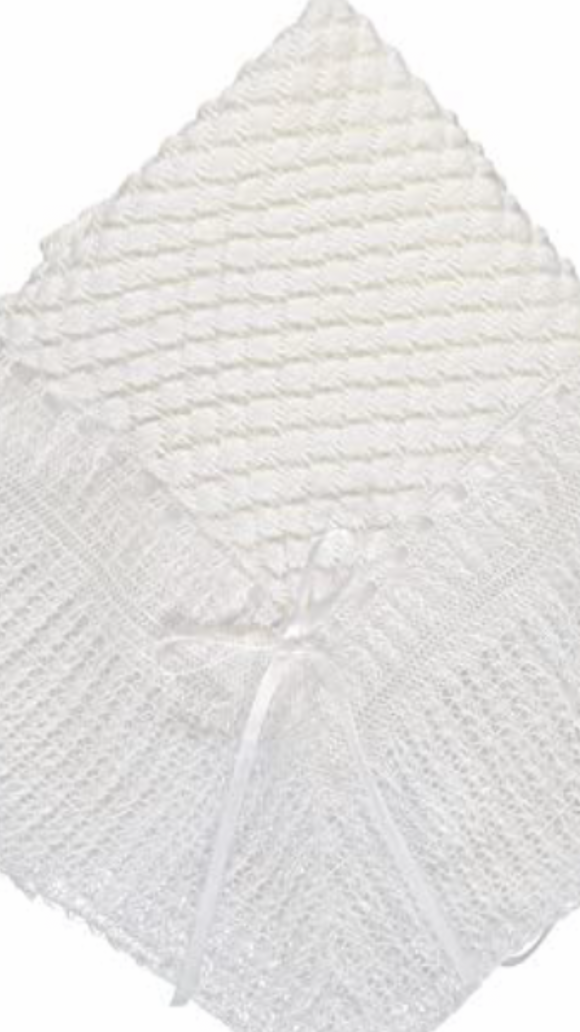 Julius Berger Shawl Blanket-white/white ribbon